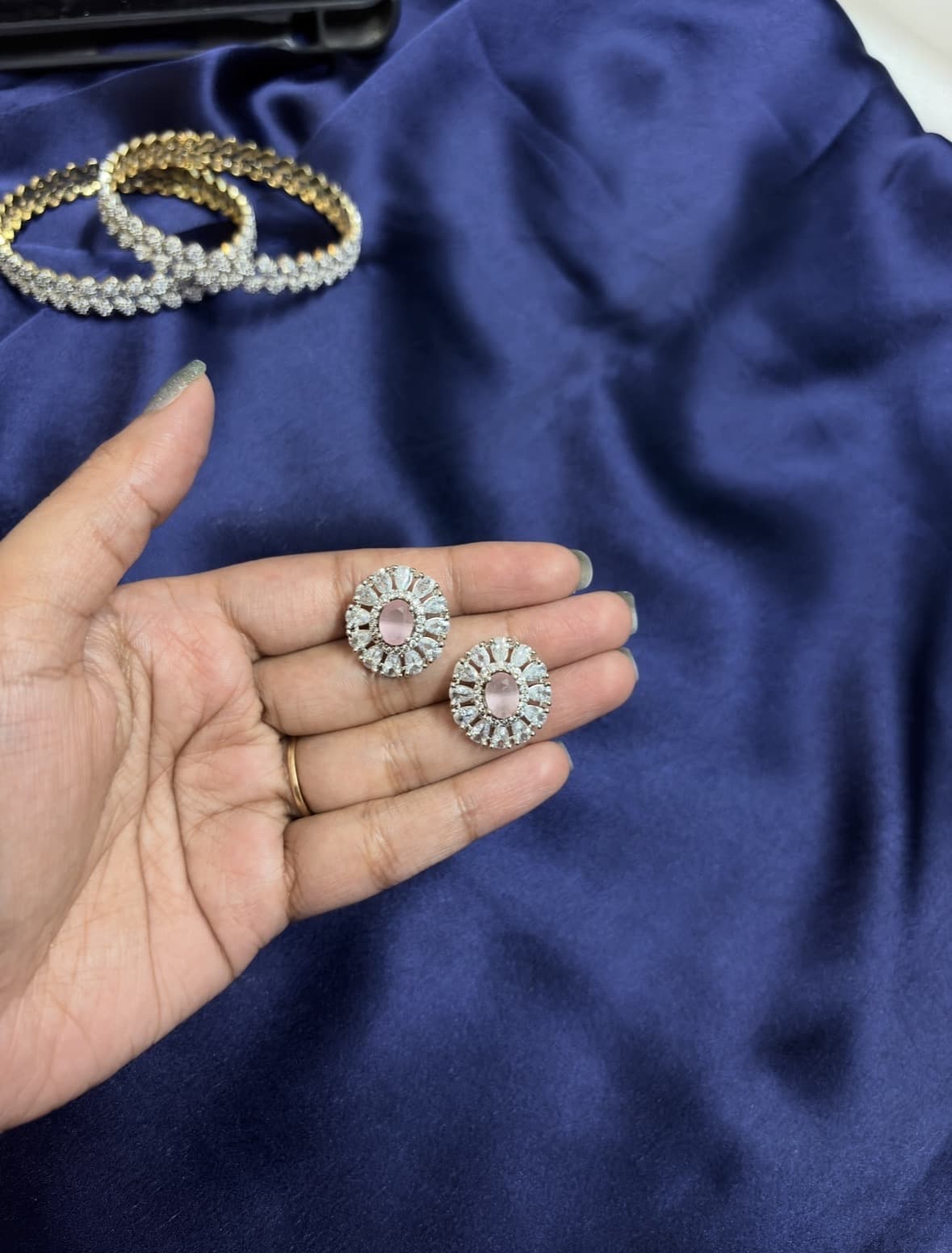 Mint Bloom Floral Studs | Anti-Tarnish Silver-Toned Earrings