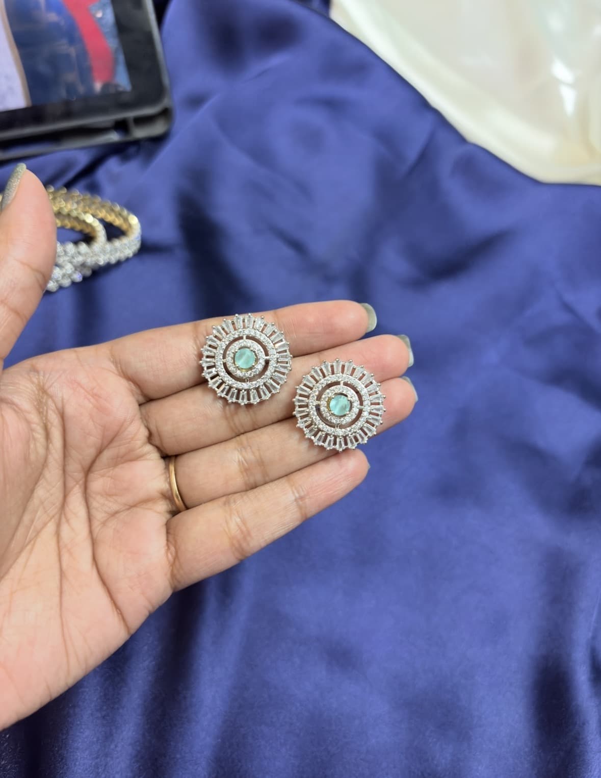 Ruby Wheel Studs | Anti-Tarnish Silver-Toned Earrings